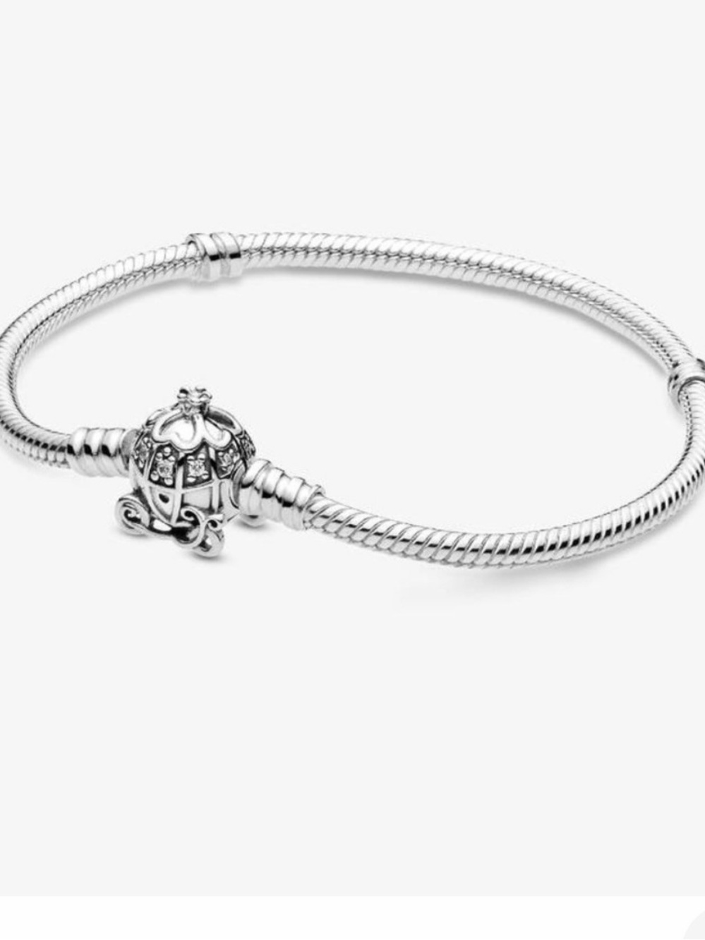 Pandora Disney Sterling Silver Charm Bracelet with Cinderella Coach Clasp